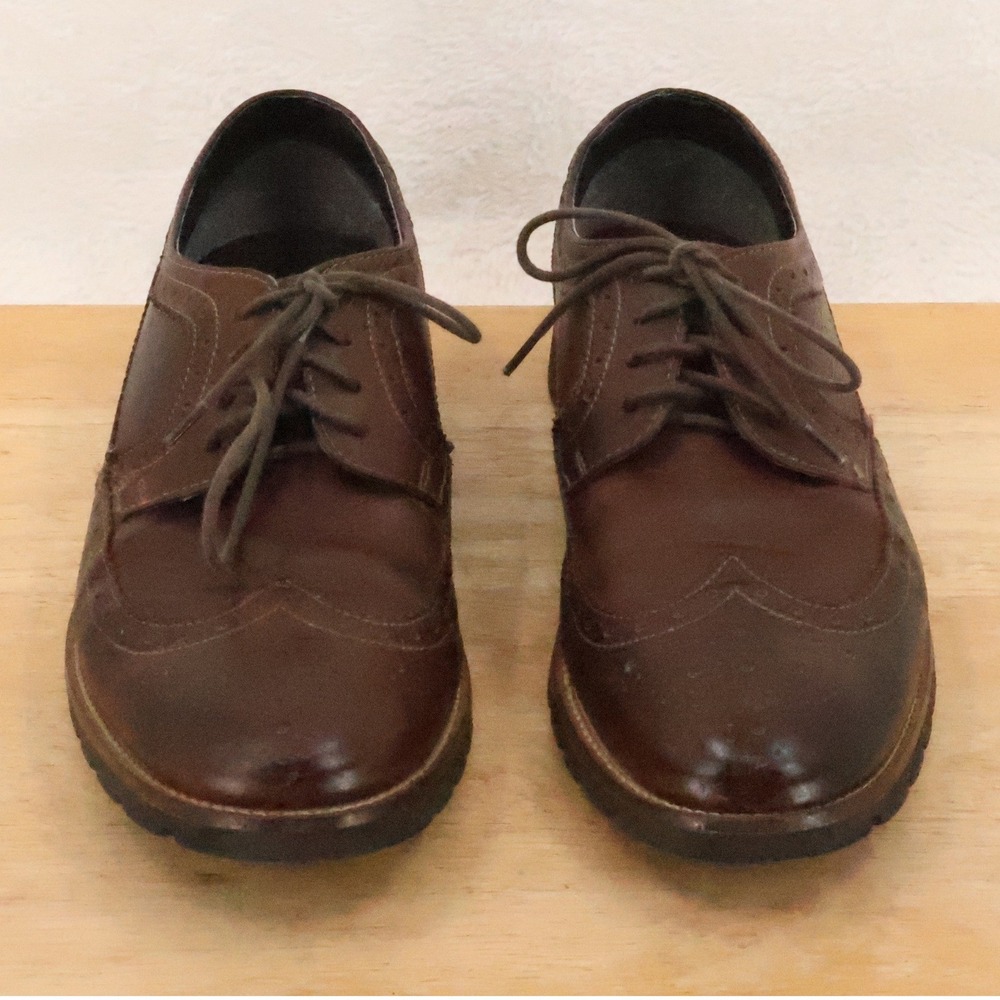 Rockport Adiprene Wingtip Oxford Dress Shoes Mens Size 9.5 Brown Leather Brogue
